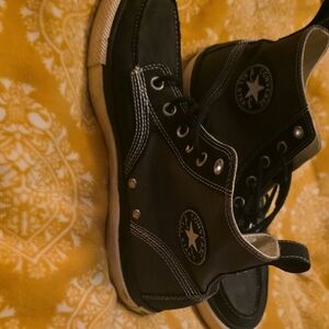 Converse Black And Gray High-Top Leather Sneakers